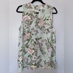 Floral Sleeveless Top - Green and Pink
